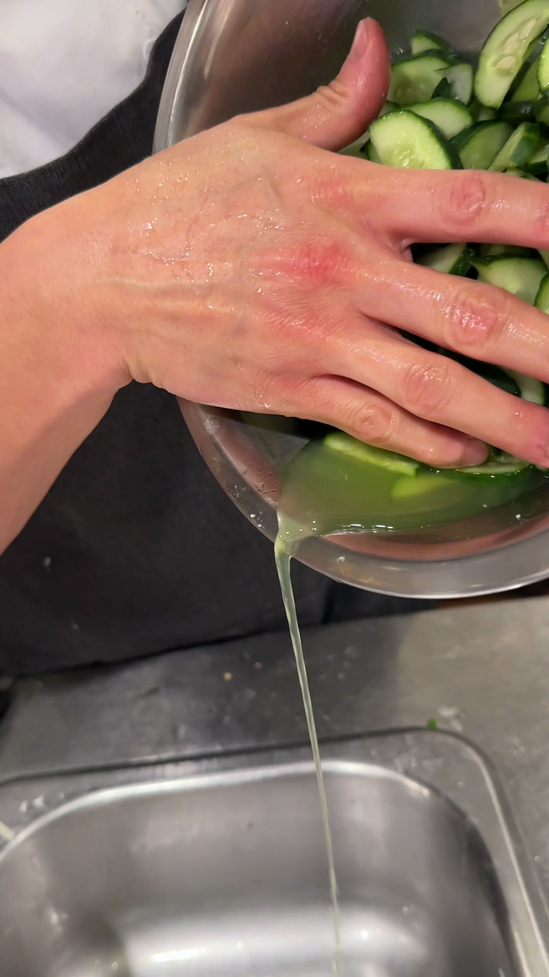 Water drawn out after salting the cucumber