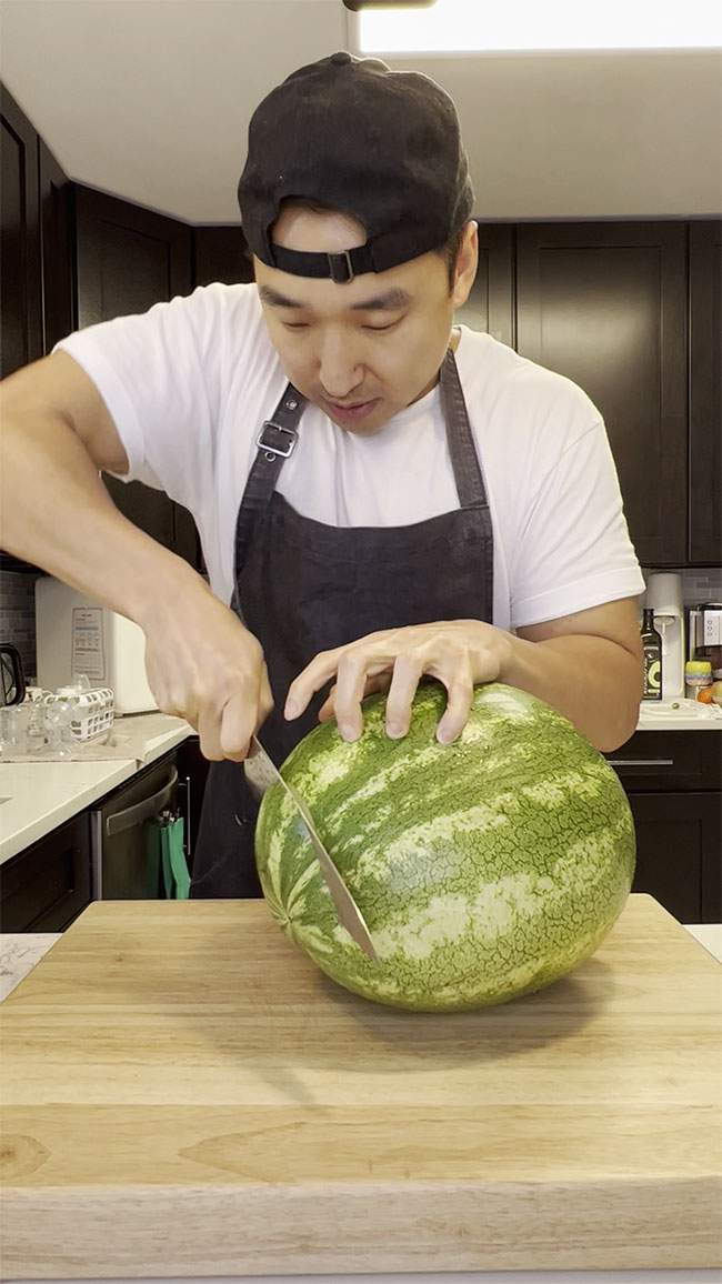 Cut the edges of watermelon