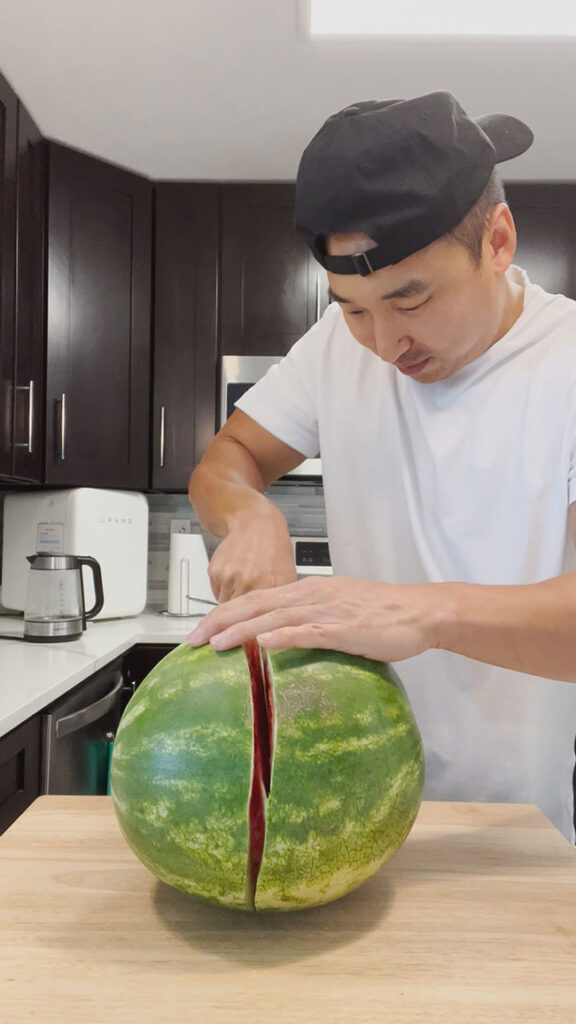 Cut watermelon in half, horizontally