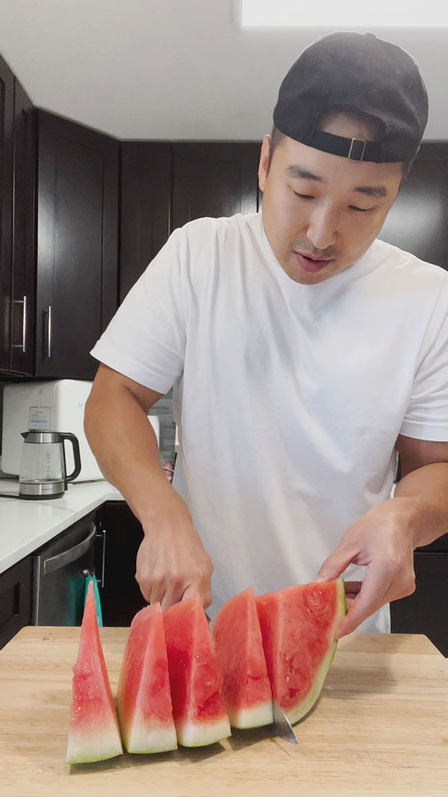 Slice the watermelon into wedges