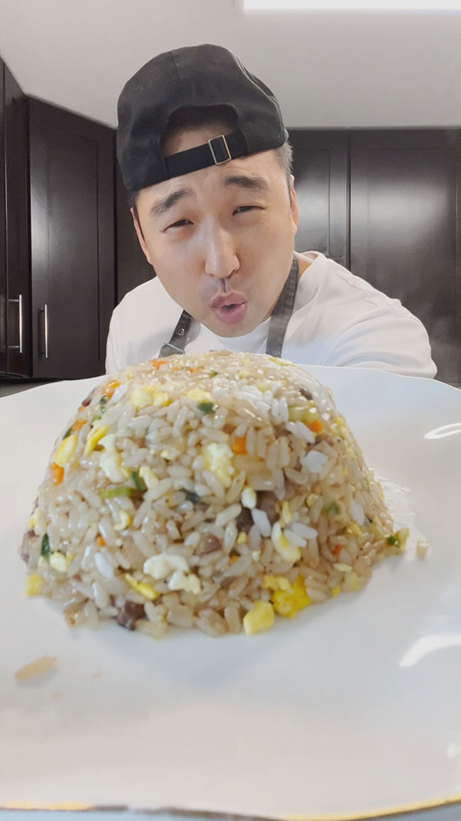 Chef Chris Cho making galbi fried rice 