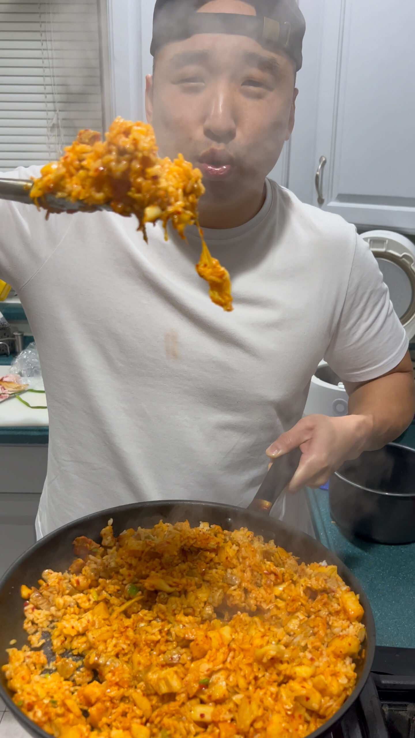 Chef Chris Cho making Kimchi Fried Rice