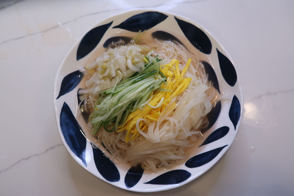 Kimchi-Radish Cold Noodle Soup (Dongchimi Guksu)