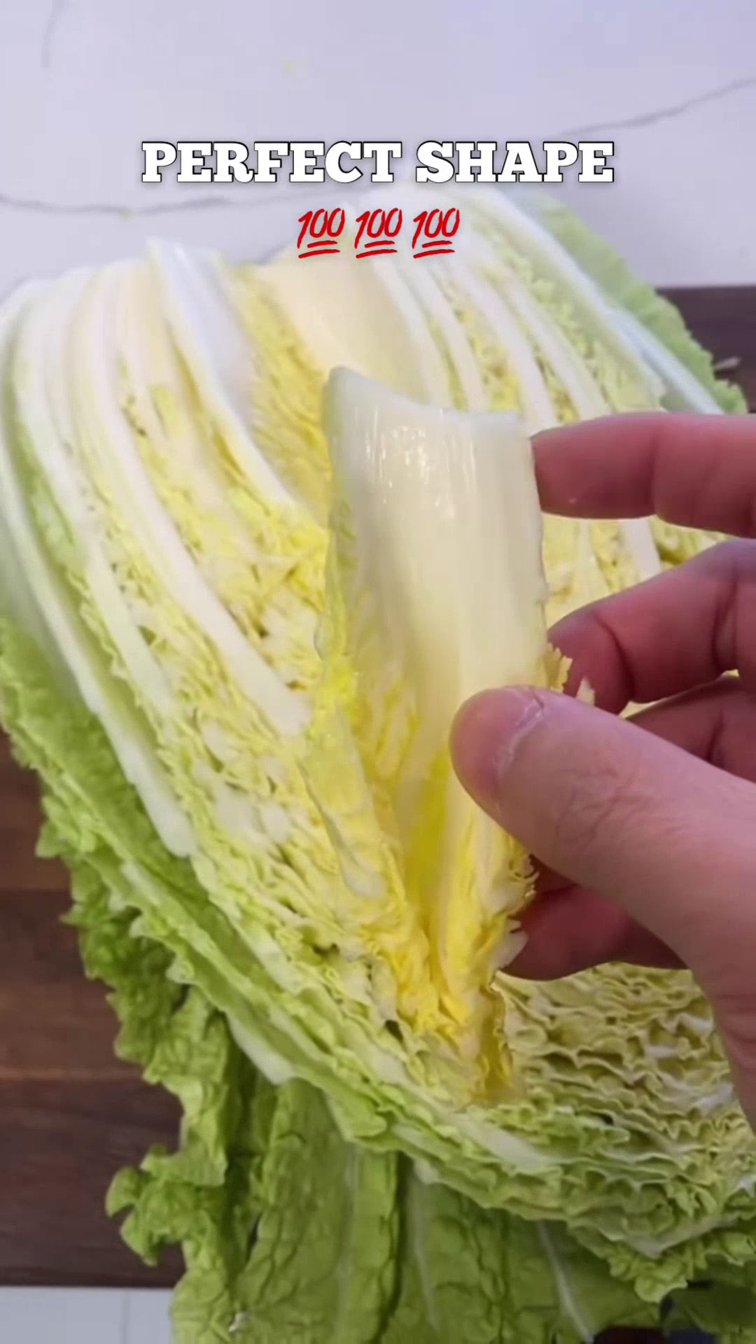 The perfect shape of cabbage in kimchi 