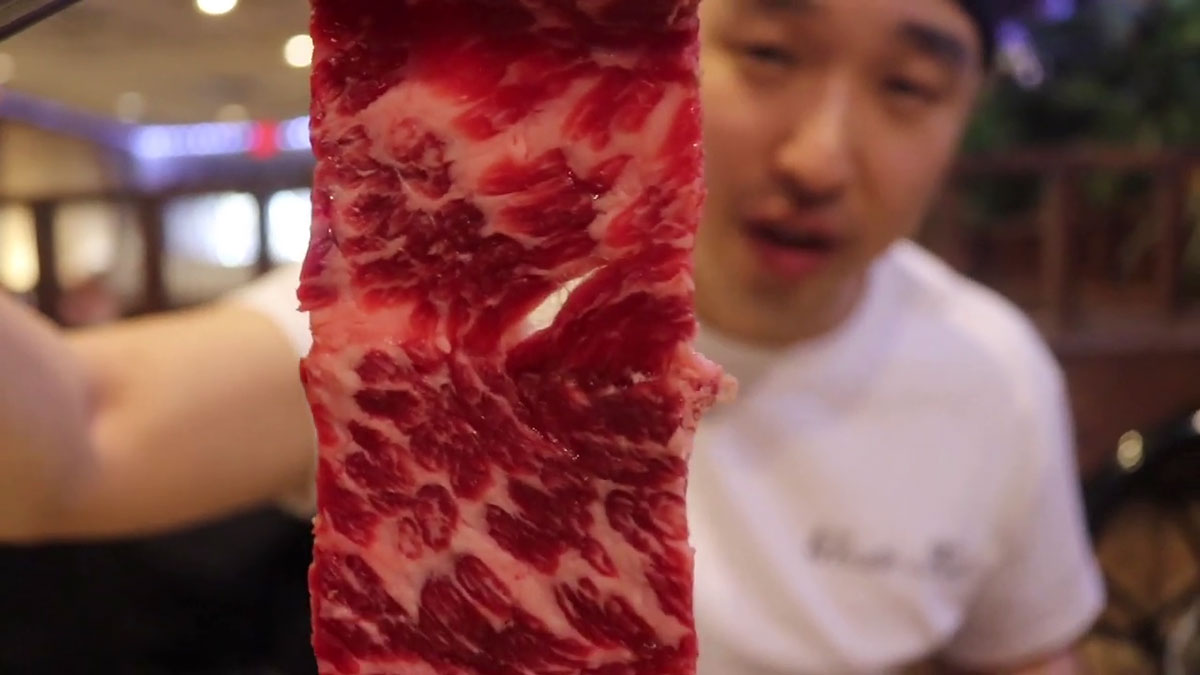 Close up of a thin cut galbi 