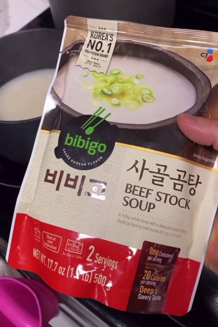 Bag of Bibigo beef soup stock 