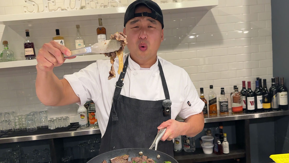 Chef Chris Cho making Bulgogi