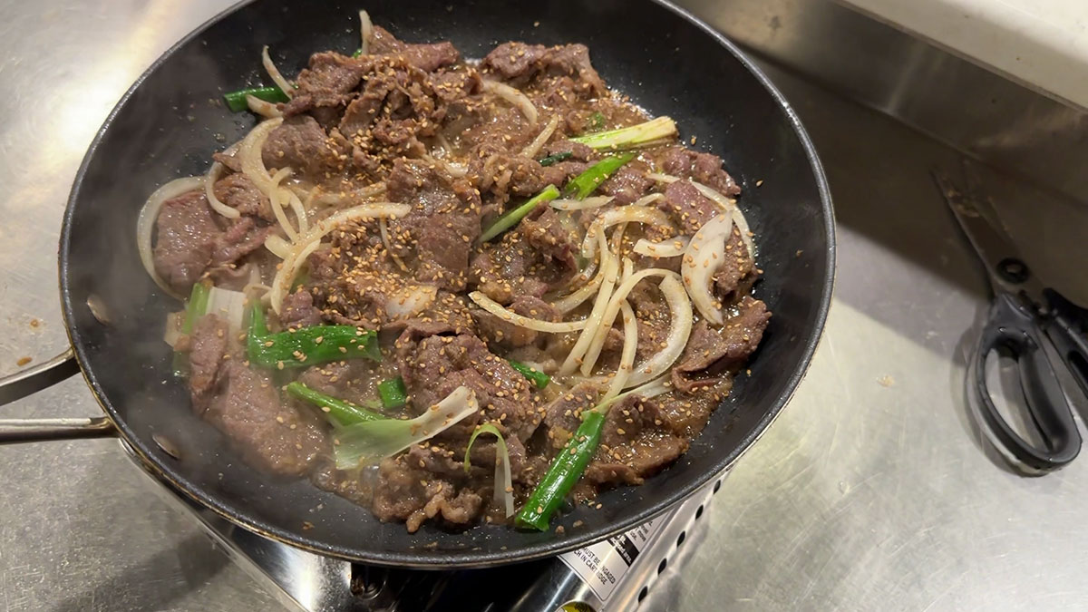 Pan fry the bulgogi 