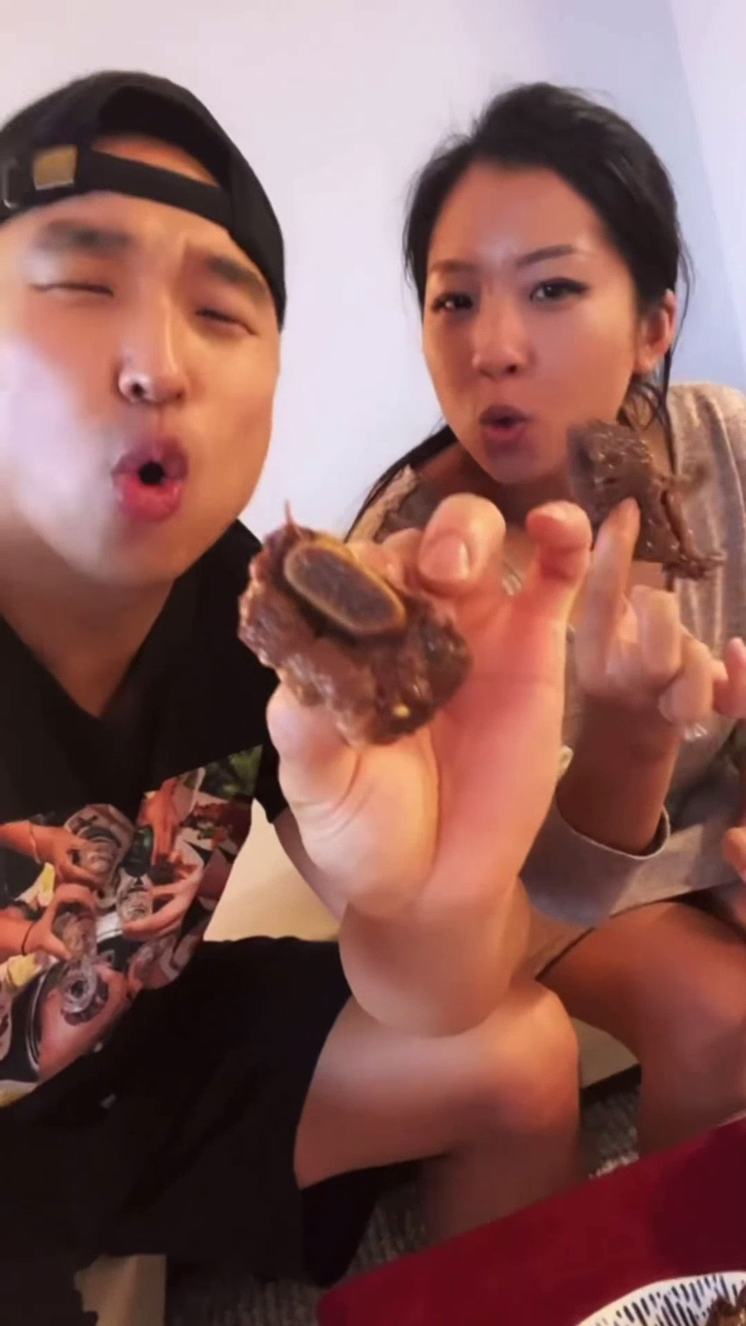 Chef Chris Cho and his wife eating galbi jjim 