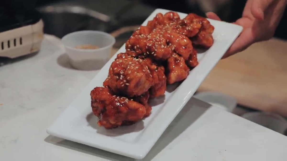Sweet and Spicy Korean Fried Chicken or Yangnyeom Chicken