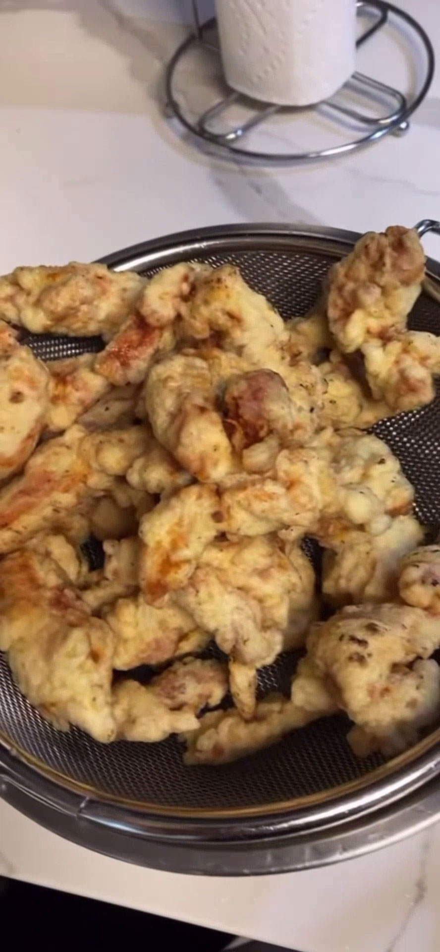 Crispy fried chicken using potato starch 