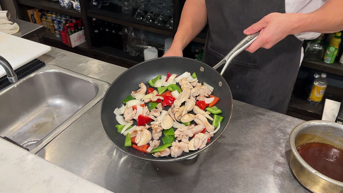 Stir fry onion and peppers 