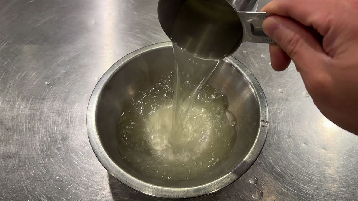 Drain the chicken stock in a bowl
