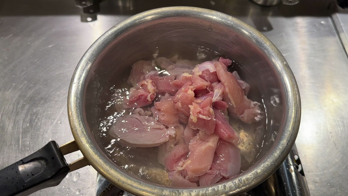 Boil the chicken 