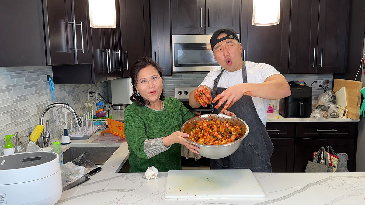 Mama Cho and Chef Chris Cho making Radish Kimchi 