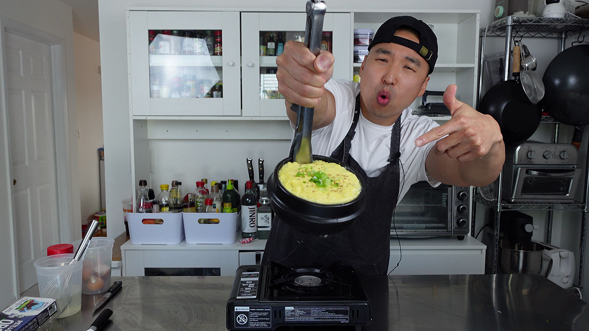 Chef Chris Cho making Gyeran Jjim 