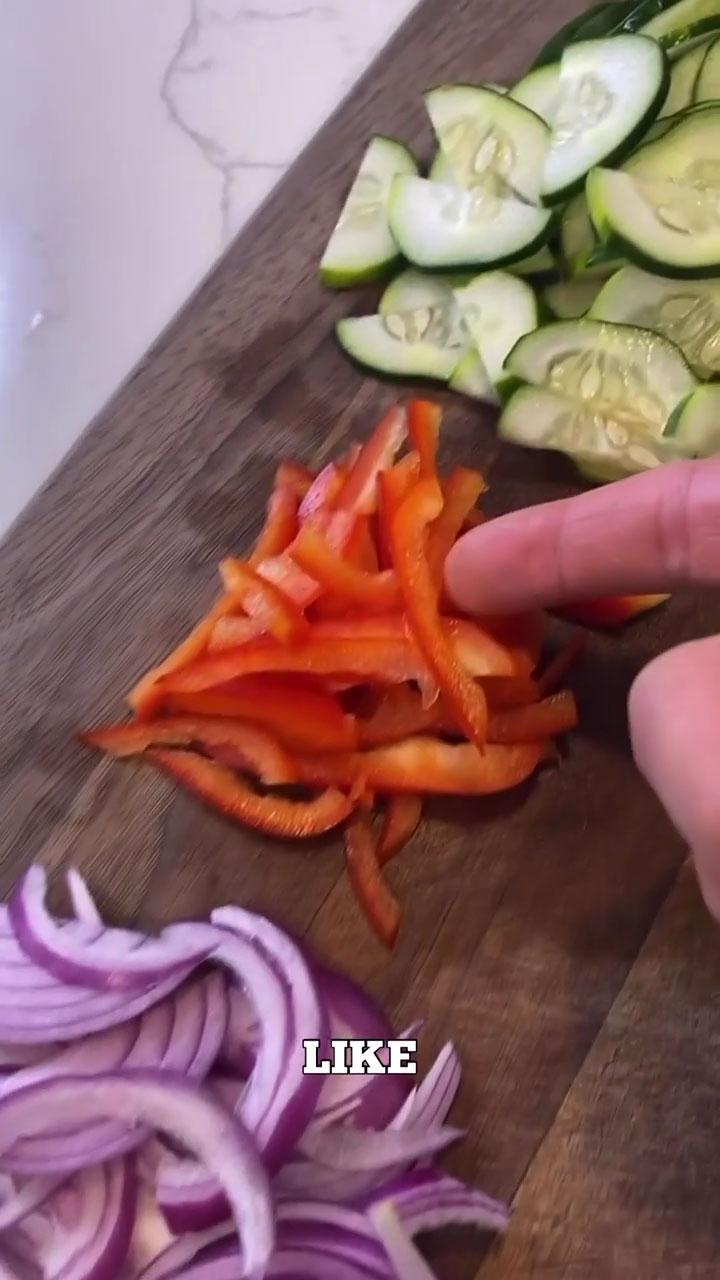 Red Onion, Bell Pepper, and Cucumber