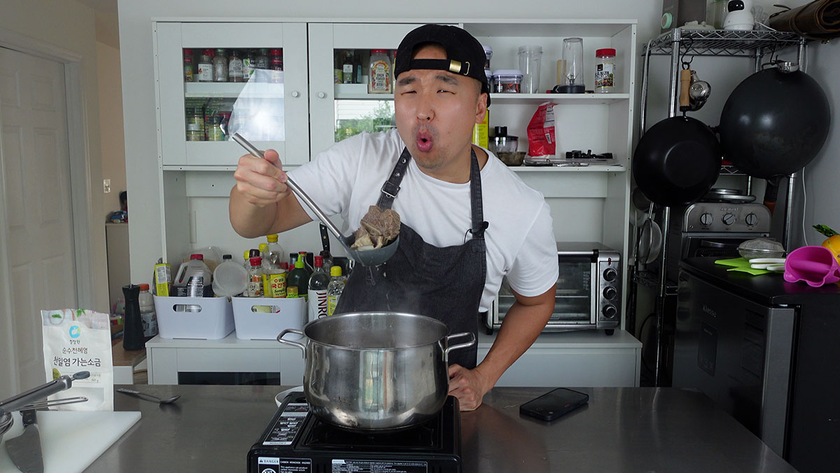 Chef Chris Cho making galbitang
