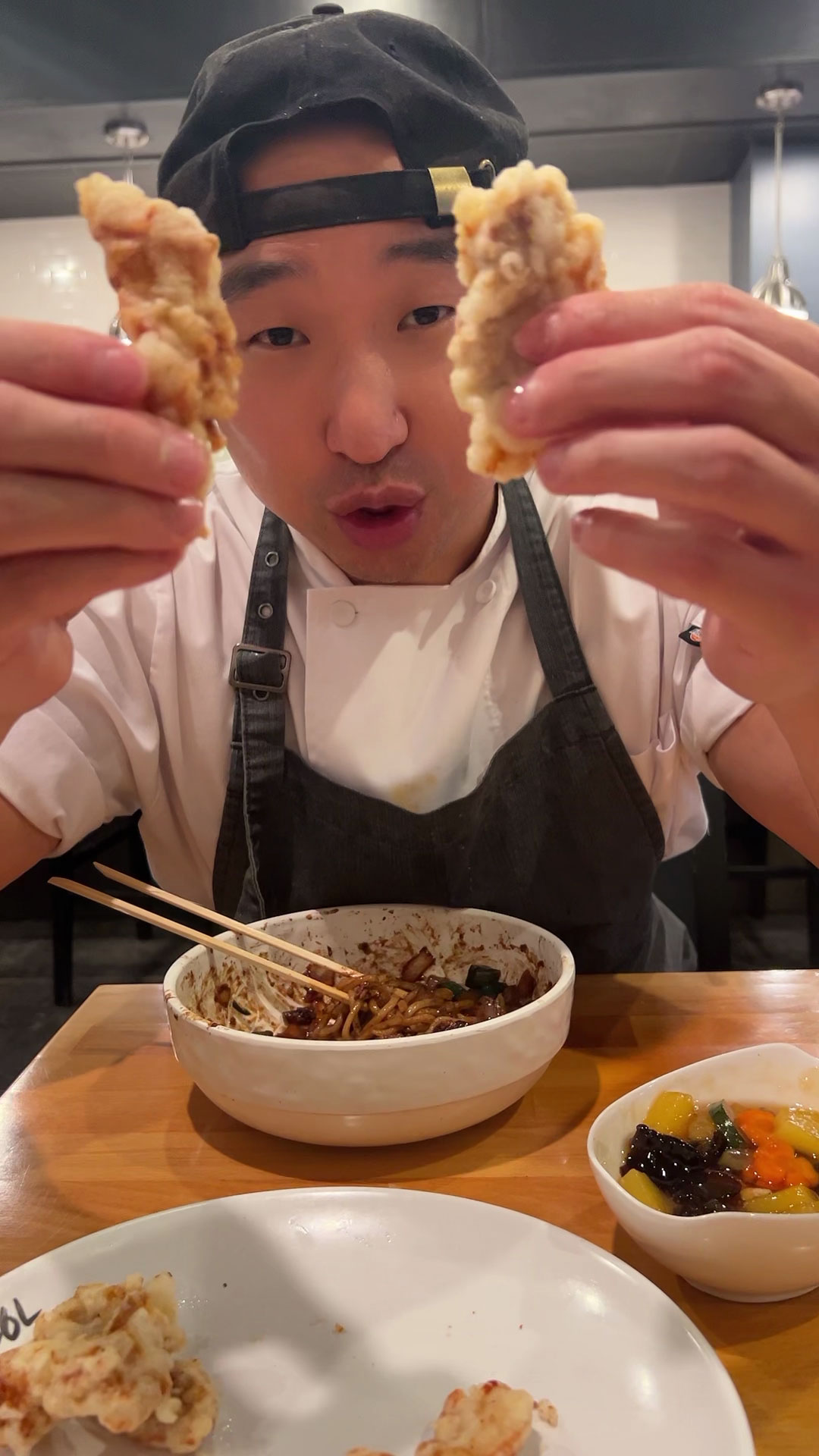 Chef Chris Cho making Tangsuyuk