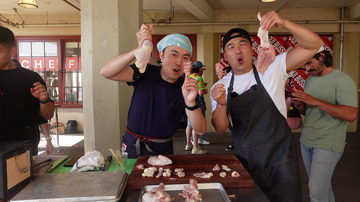 Yakitori Guy and Chef Chris Cho making yakitori! 