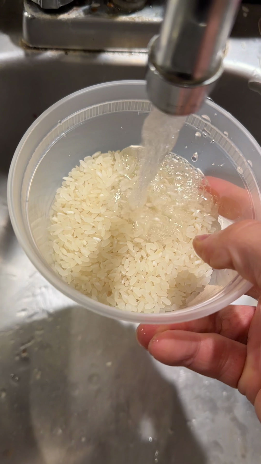 Wash uncooked rice and soak to get rice water