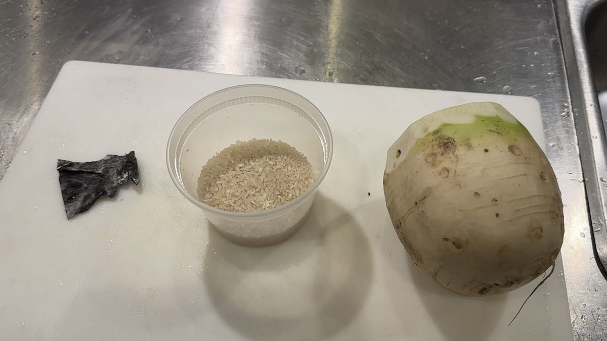 Dried Kelp, Uncooked Rice, and Korean Radish