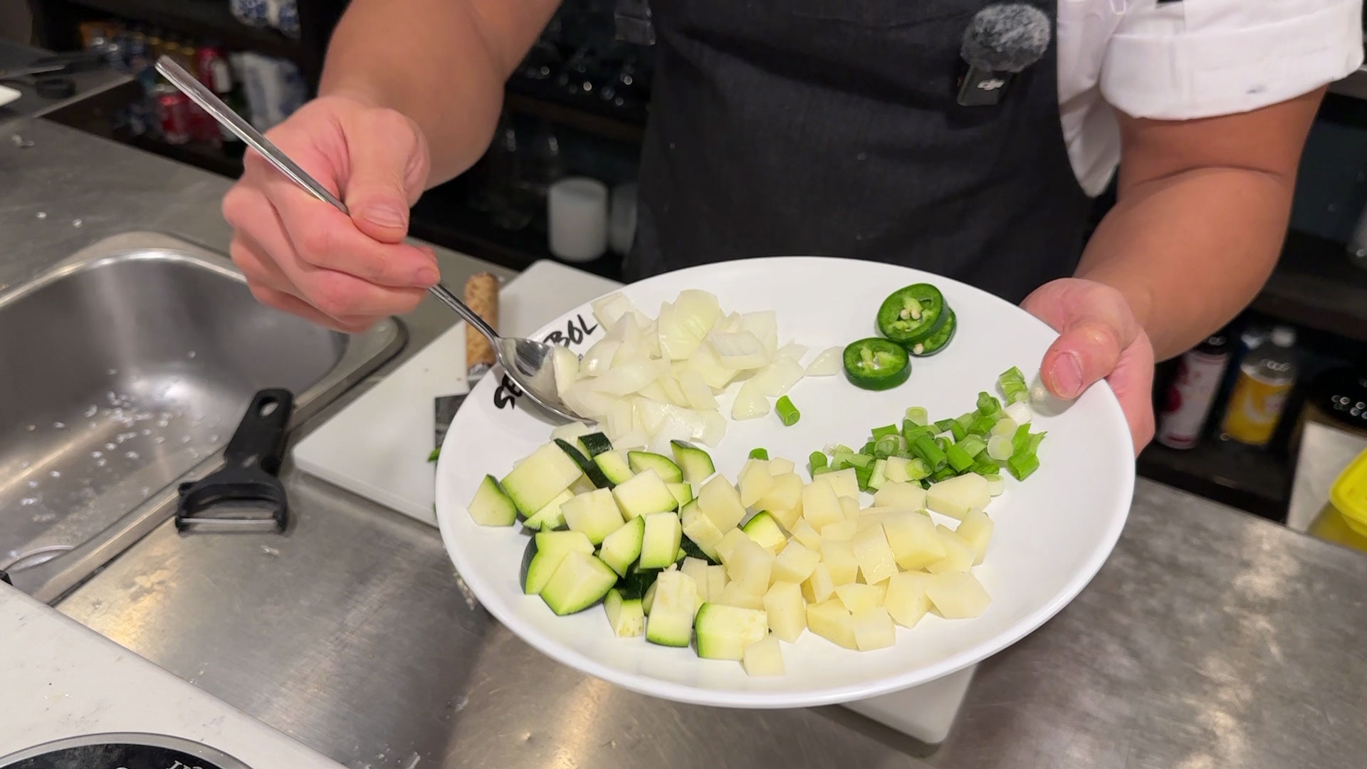 Chop the vegetables in chunky bitesize pieces