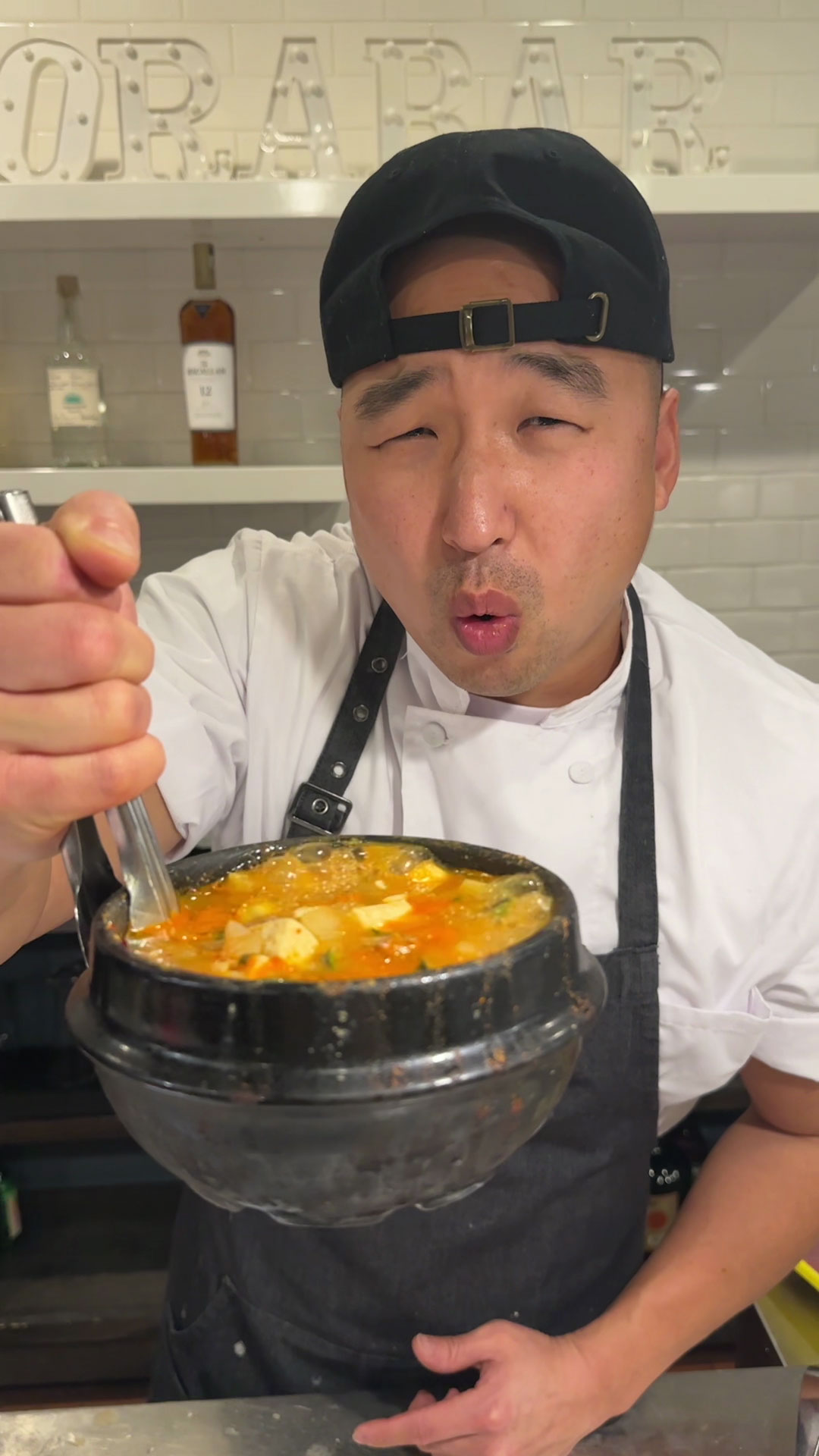 Chef Chris Cho making Soybean Paste Stew 