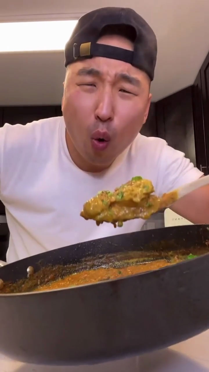 Chef Chris Cho cooking Chicken Curry 