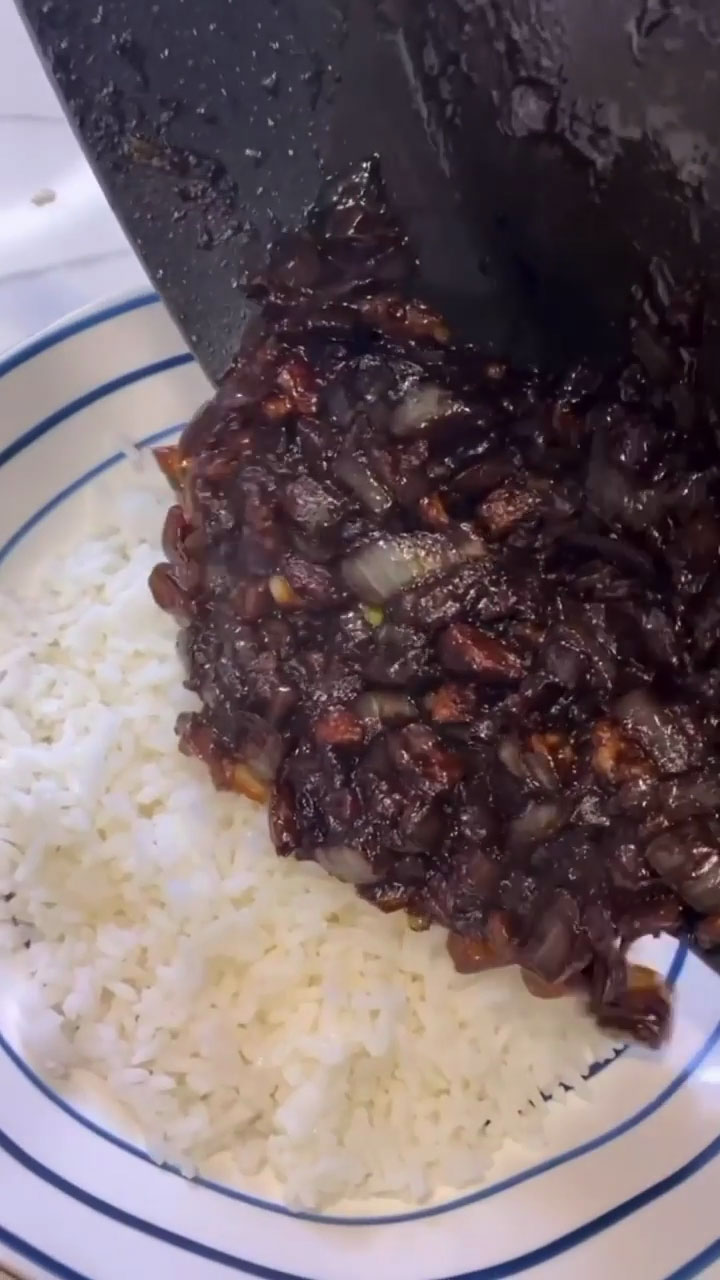 Black bean sauce over rice