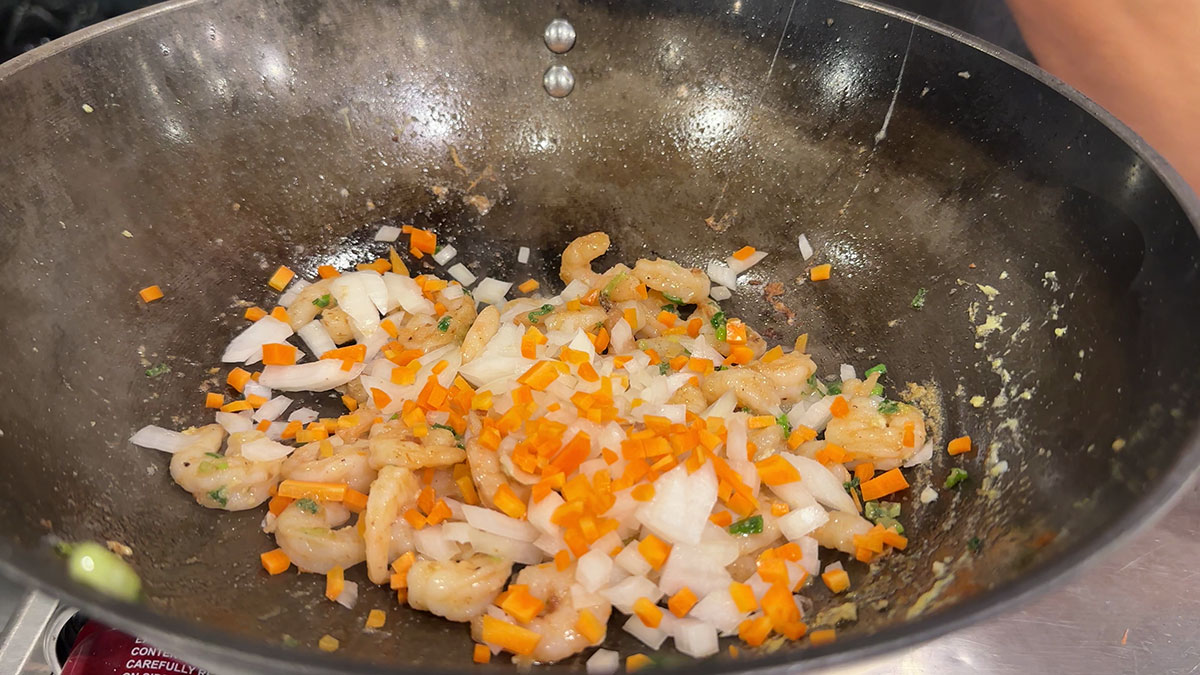 Sauteing the vegetables