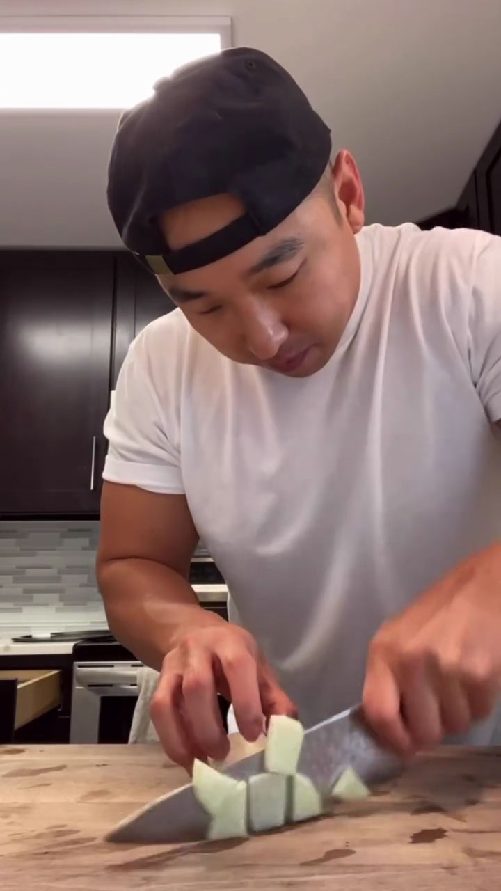 Chopping Korean radish