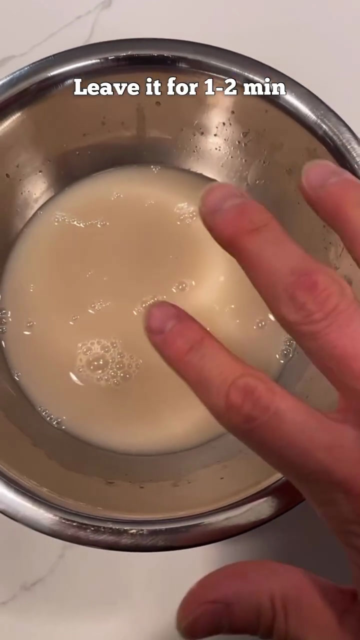 Mix together water, yeast, and sugar to activate 