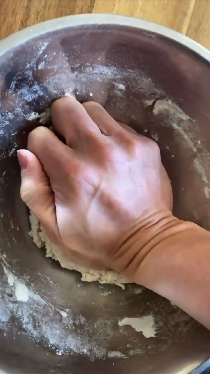 Kneading the sujebi dough