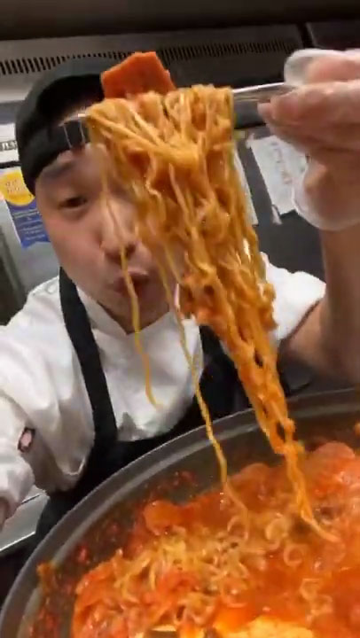 Chef Chris Cho making Budae Jjigae