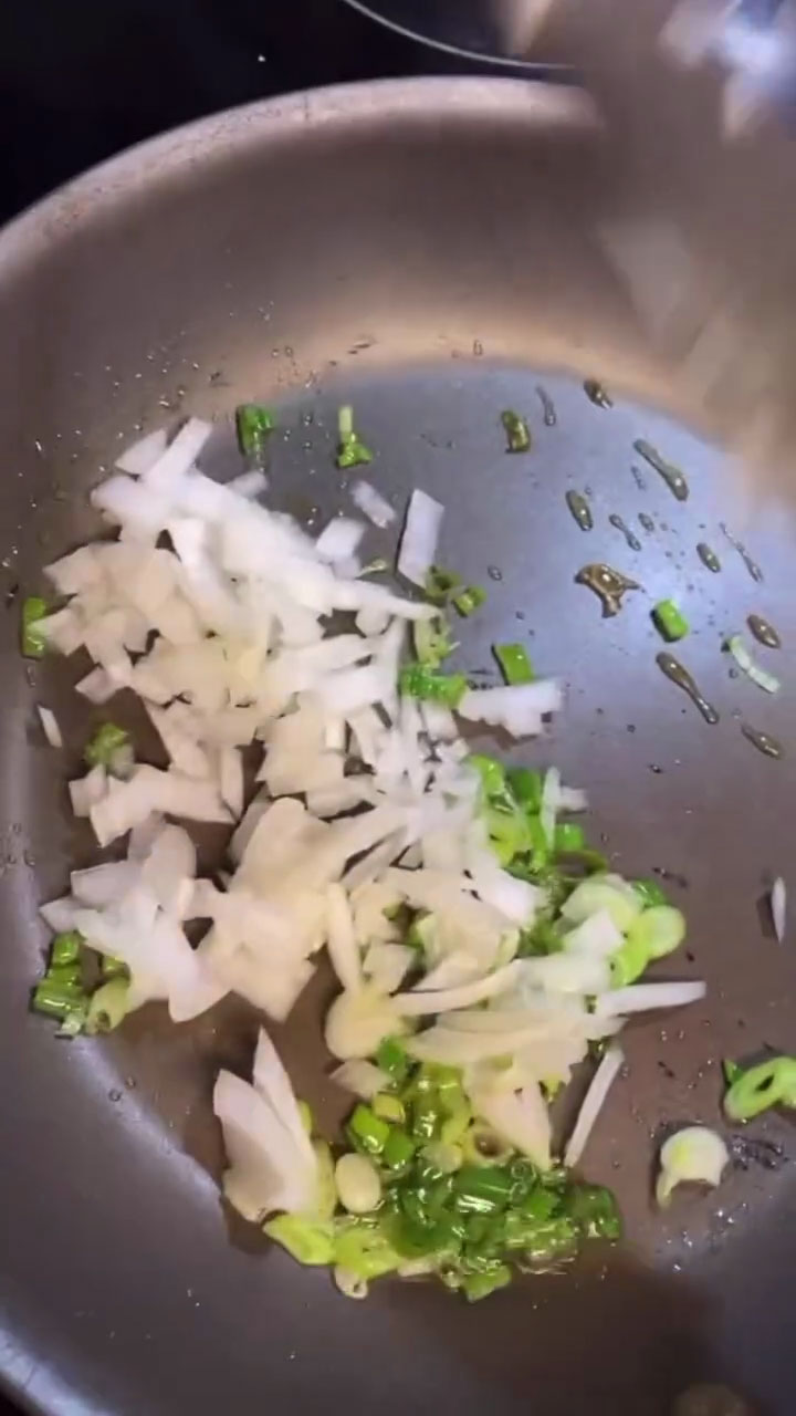 Saute the scallions and onion