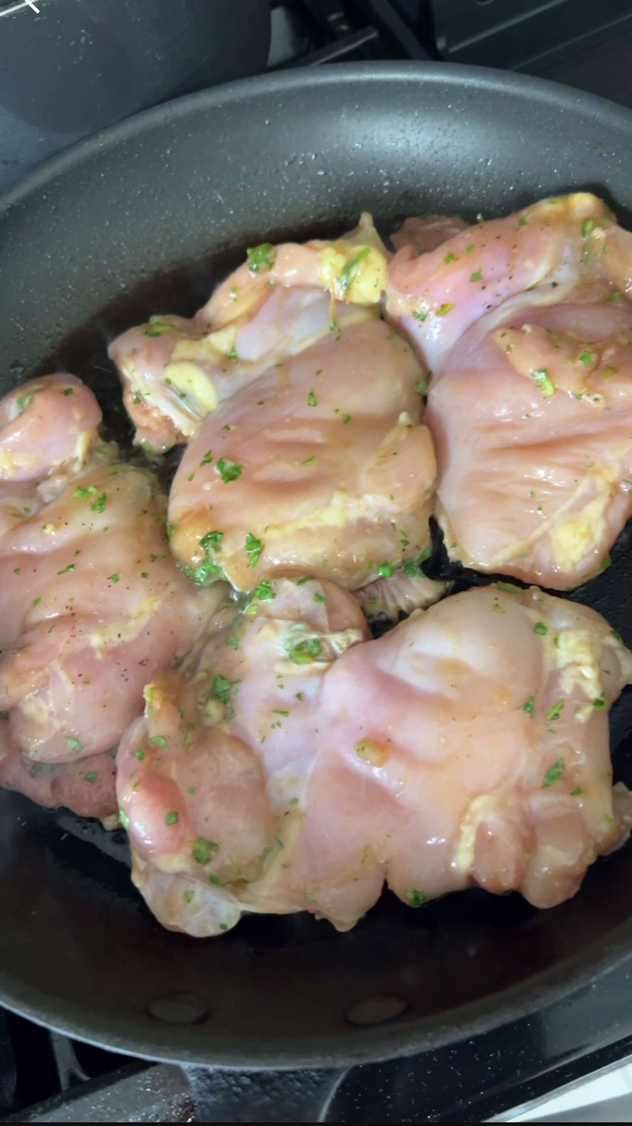 Pan searing thai chicken 
