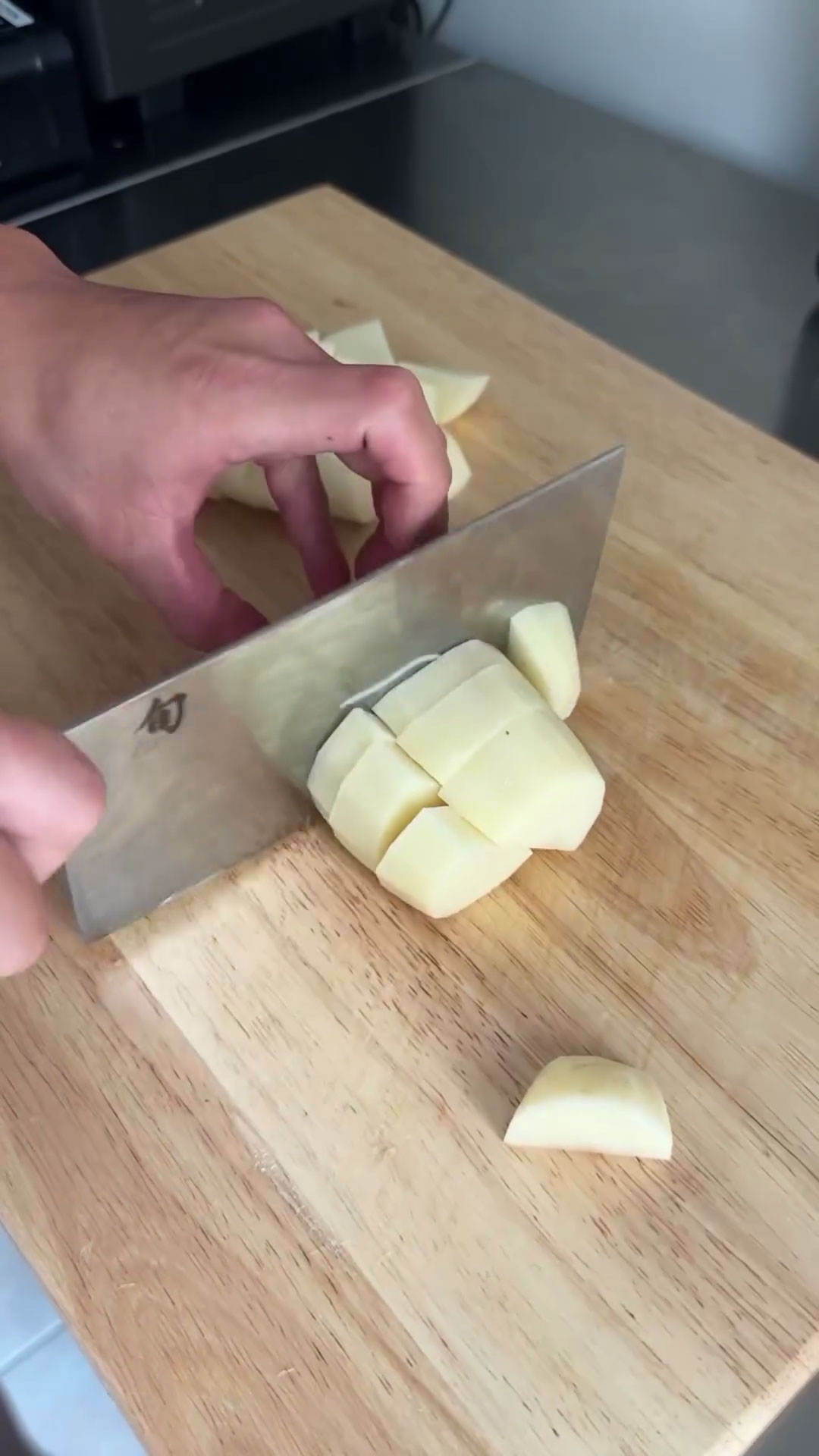 Chop the potatoes into equal sizes 