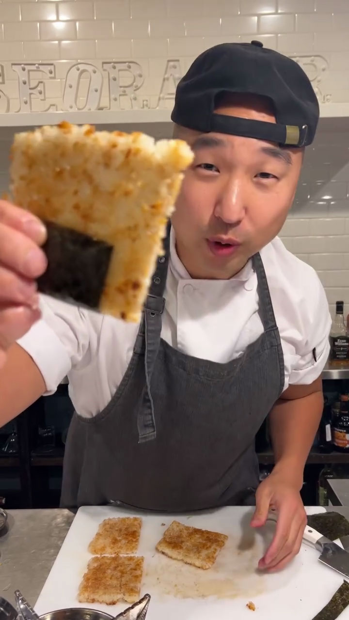 Chef Chris Cho making Korean scorched rice