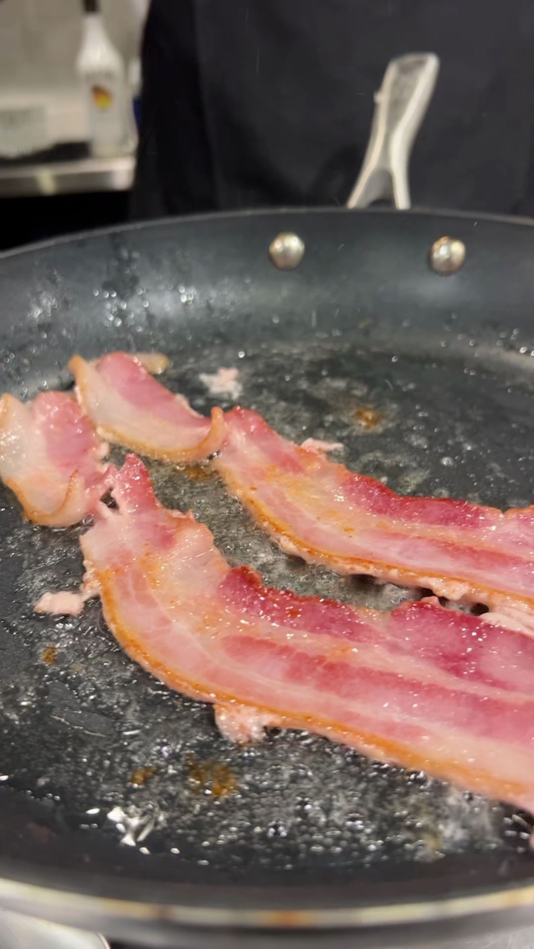 Fry the bacon to render oil 