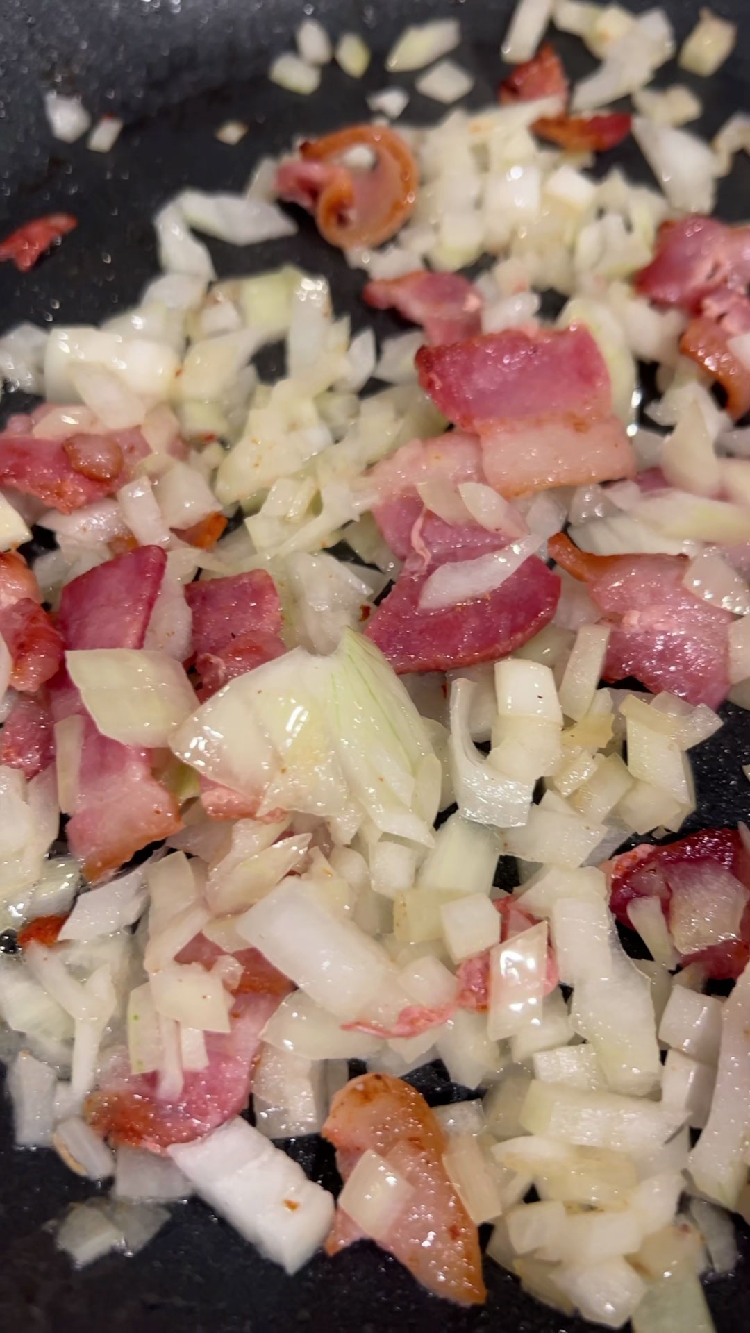 Saute the bacon and onion