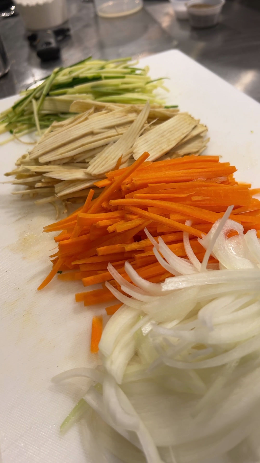 Chop the vegetable to matchstick sizes 