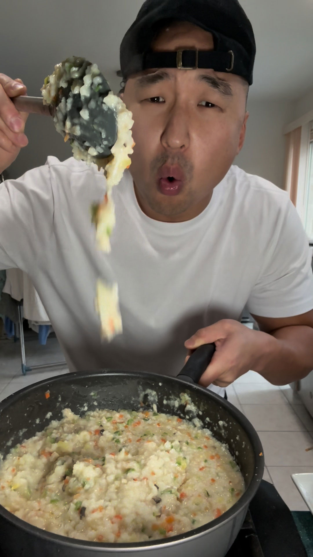 Chef Chris Cho making Yachae Juk