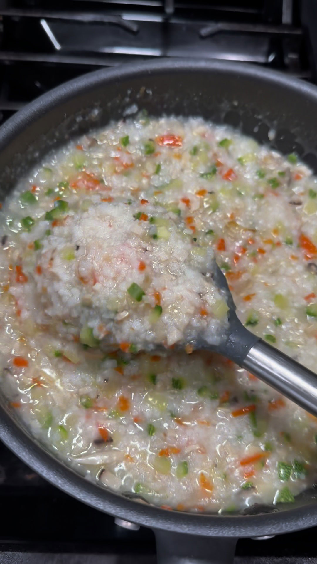 Add blended rice to the pot and let boil