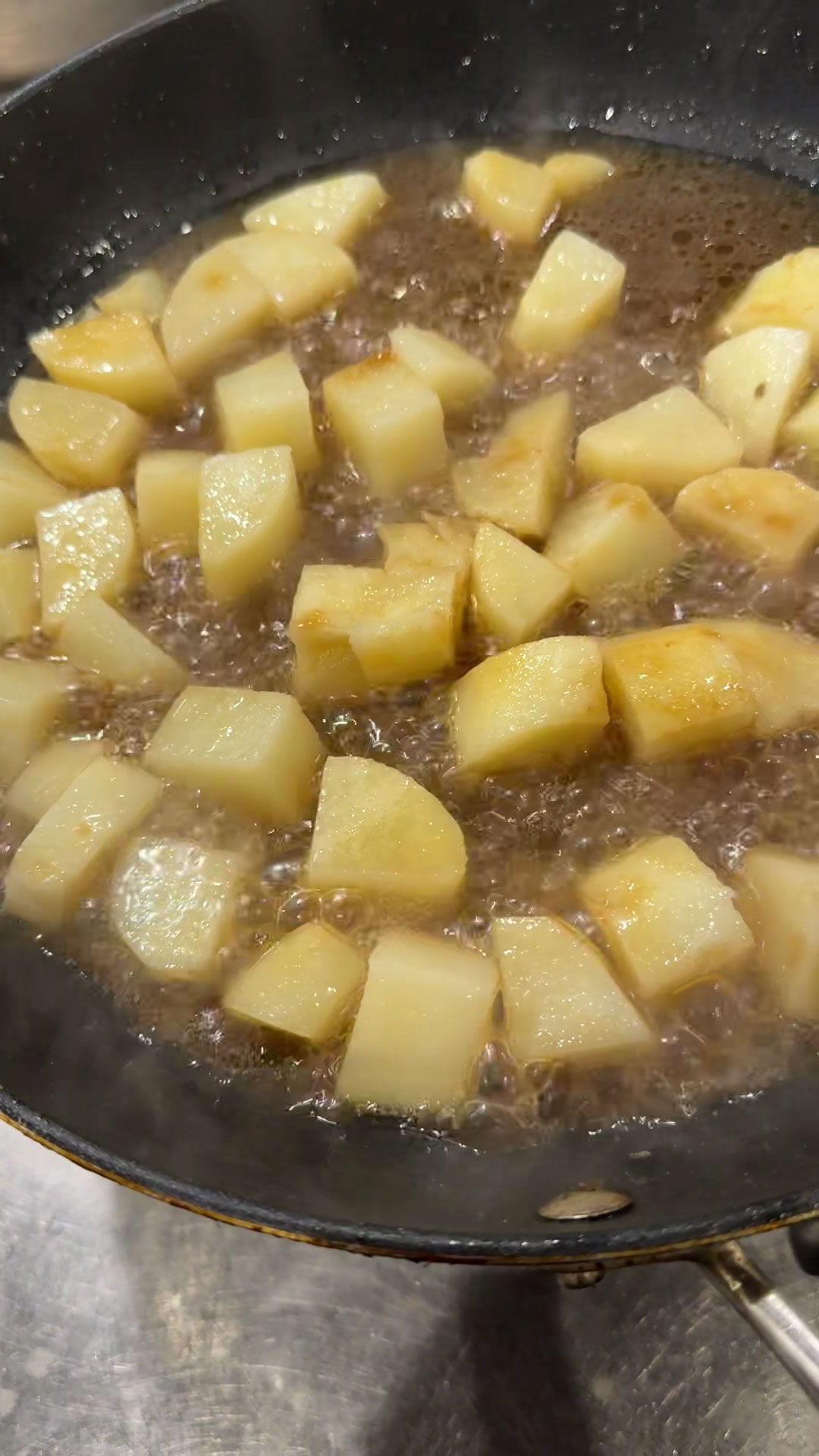 Add water and braising sauce to the pan