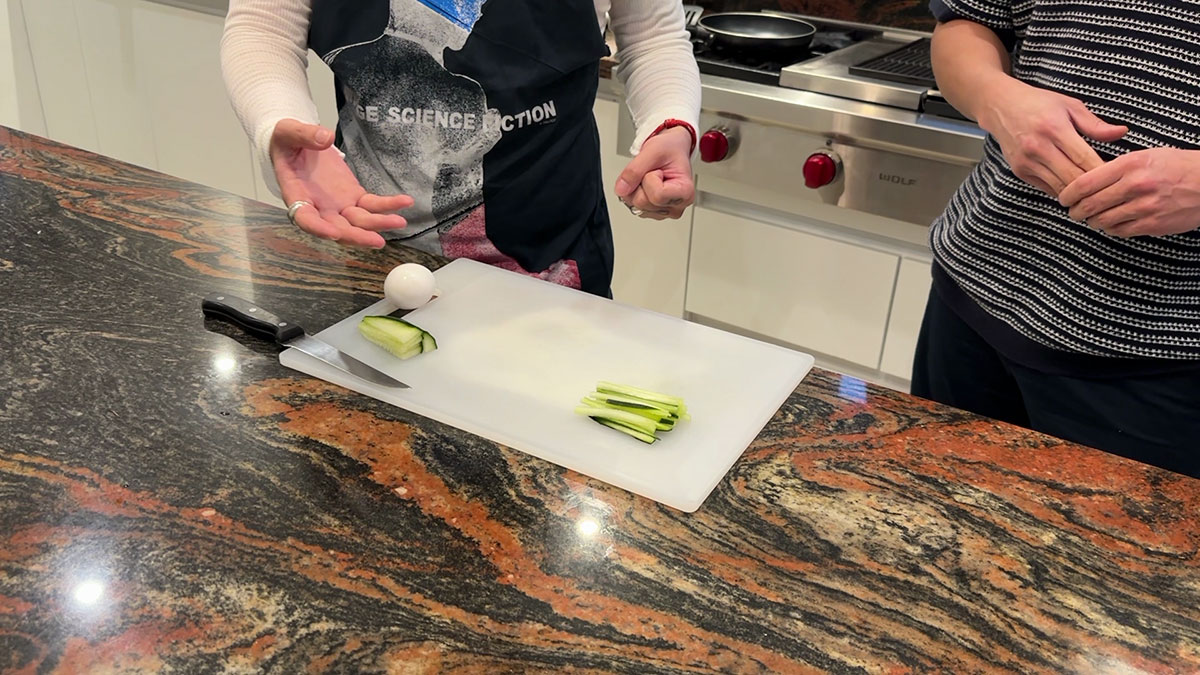 Prepare the cucumber and egg