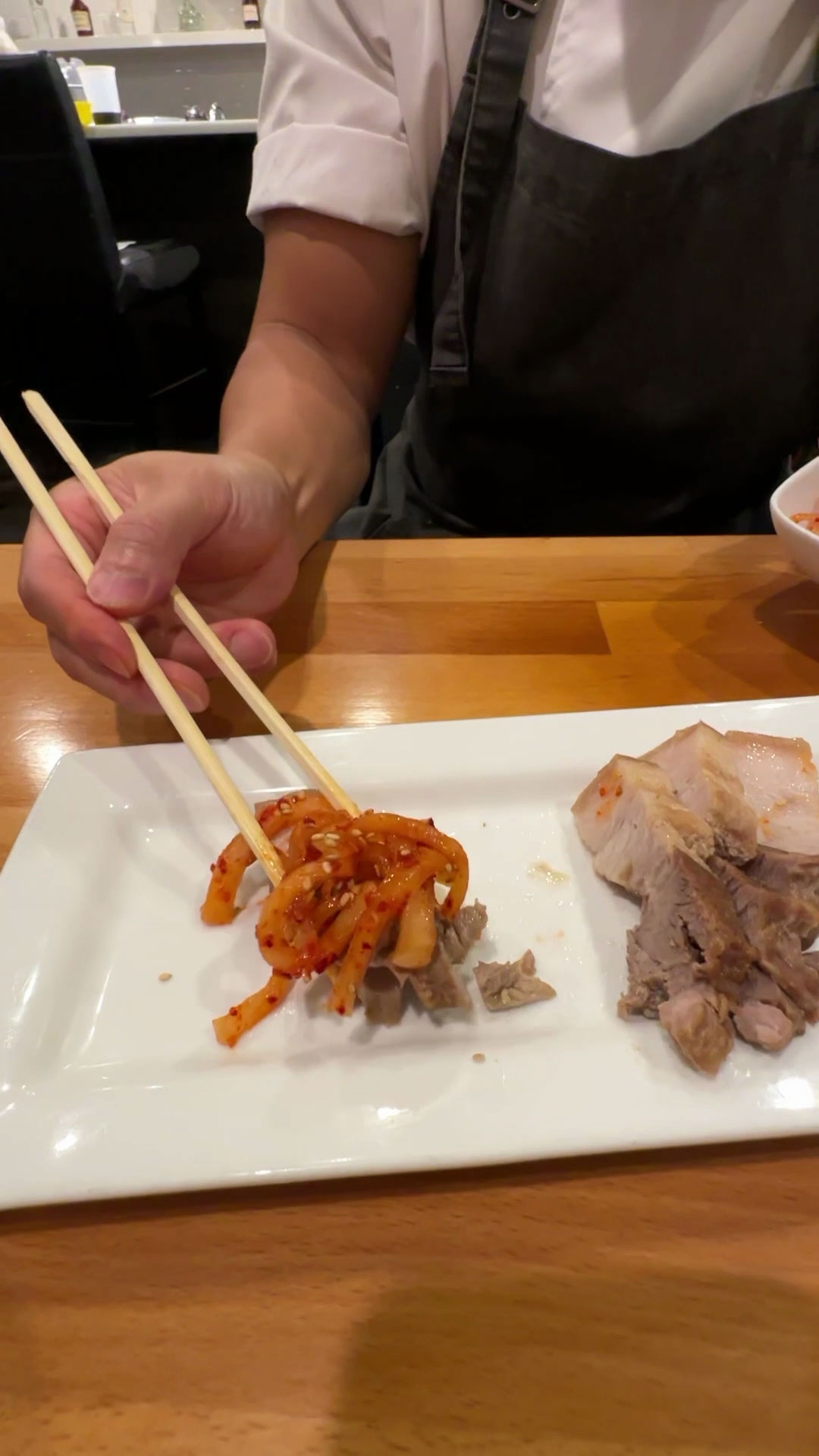 Korean Makgeolli-Braised Pork Belly with Spicy Radish Salad