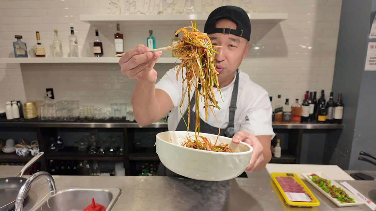 Chef Chris Cho making pamuchim