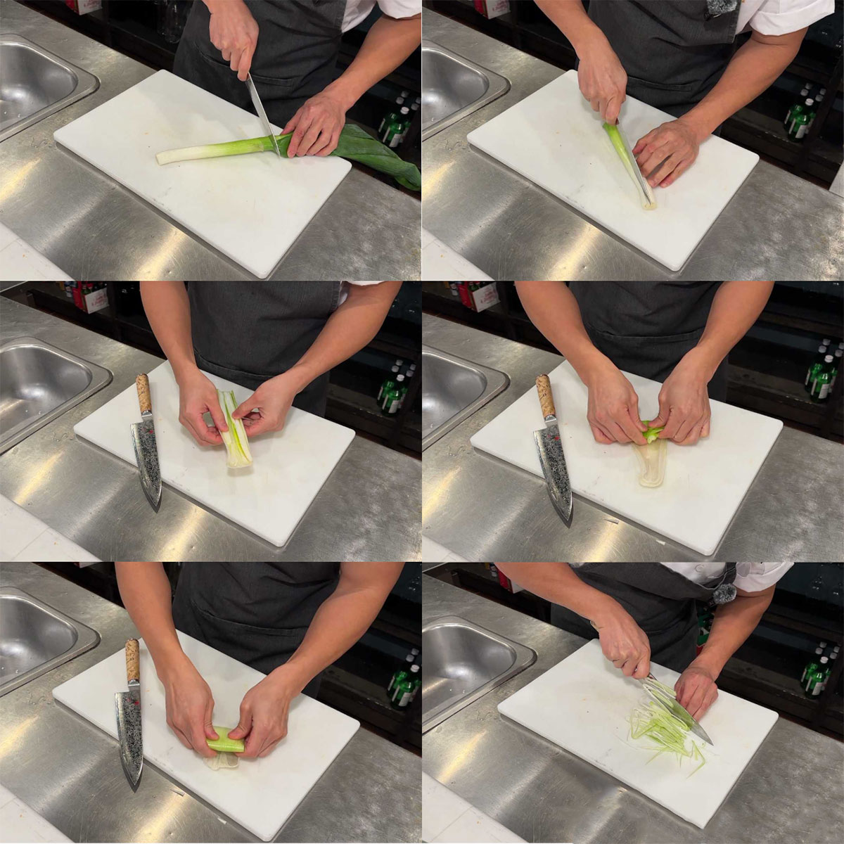 How to slice the scallions for pamuchim