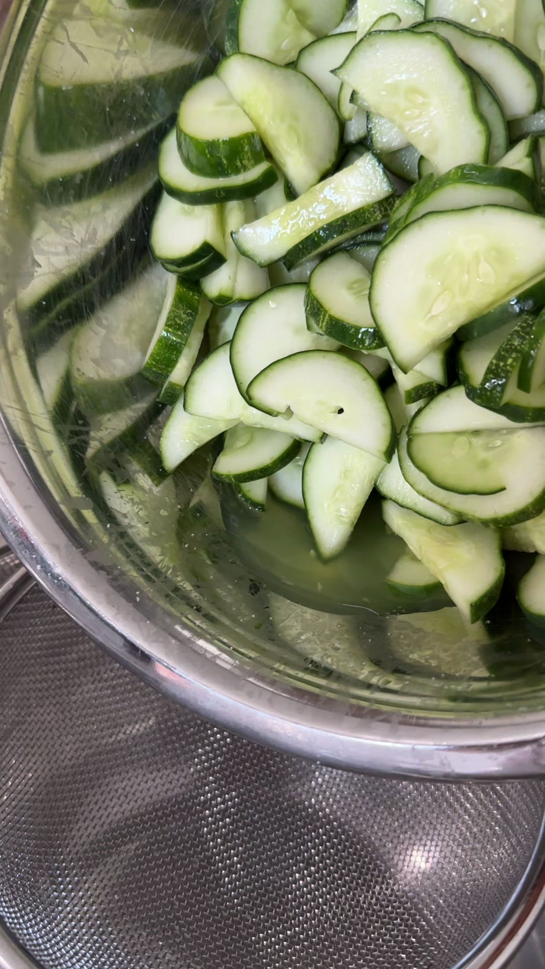 Drain the salted cucumbers